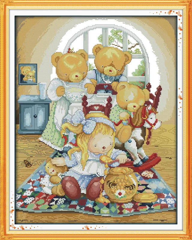 Набор для вышивки Bear house and a girl|counted cross stitch kits|cross kitscounted |
