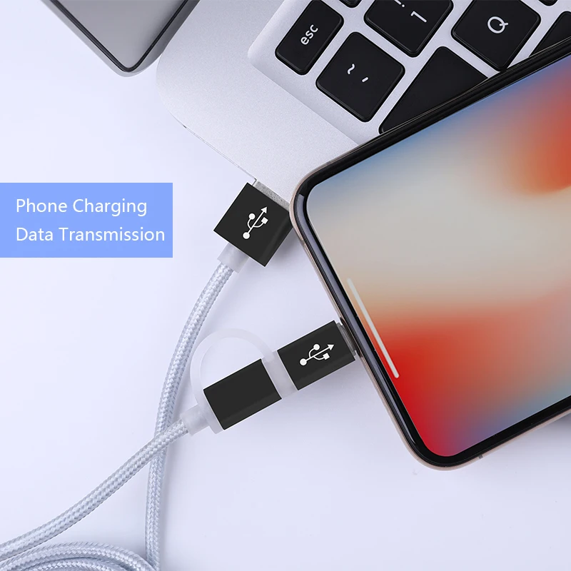 Кабель Nillkin 2 в 1 Micro USB + для зарядки iPhone usb-кабель передачи данных Xiaomi Samsung мобильный