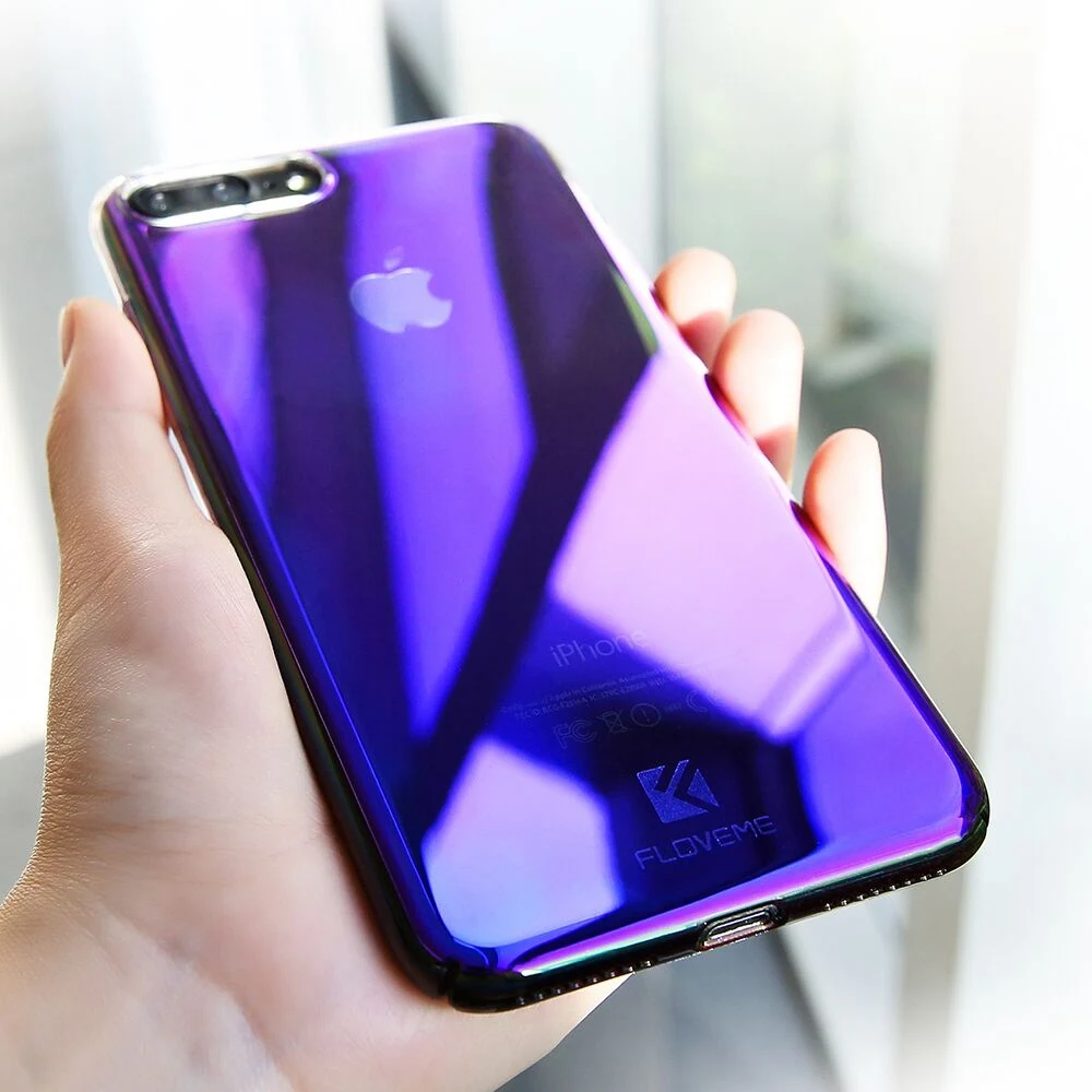 FLOVEME чехол синий луч для iPhone X 8 7 6 6S Plus градиентные блестящие Чехлы 5 5S SE задняя