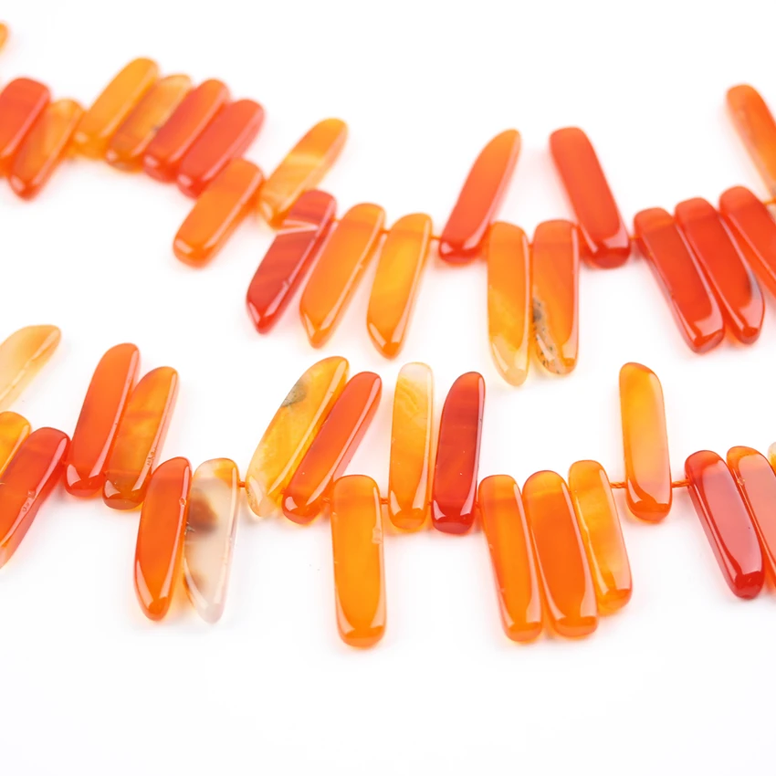 

15.5 Inches Strand,Dyed Orange Red Agates Beads Bulk for Necklace,Top Drilled Graduated Long Slice Beads Jewelry Crafts