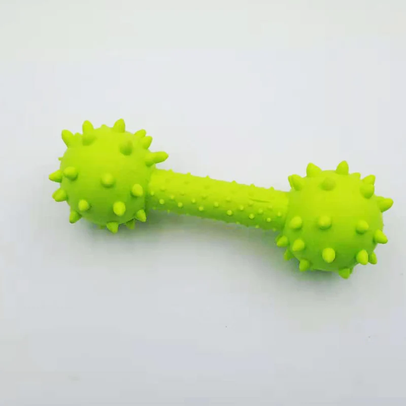 Chewing Toy for Dogs - Rubber Thorn Barbell Bone to Grind Teeth and Keep Pets Happy - Random Color image 2