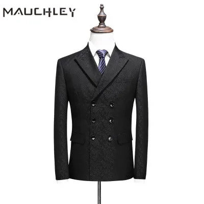 3 Pieces Wedding Suits for Men Latest Design Mens Suit Vest Pants Black Floral Double Breasted Terno Masculino Mauchley 2018 New | Мужская