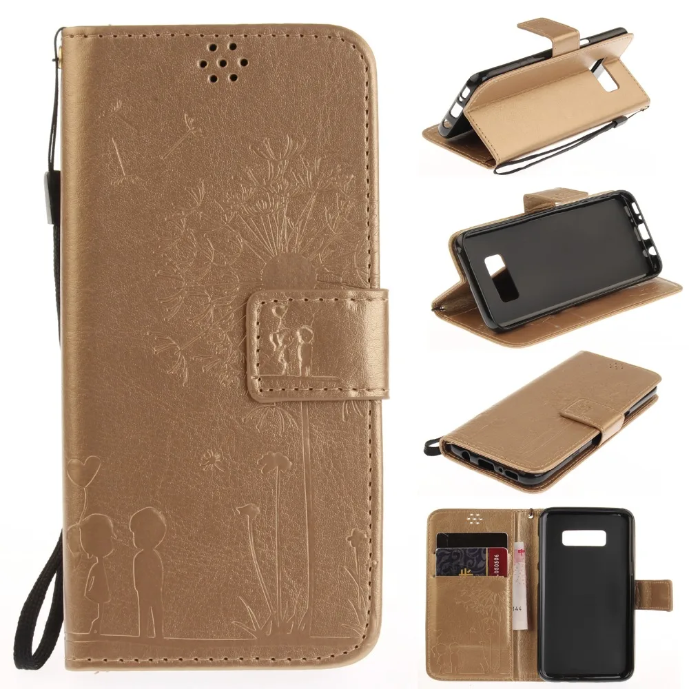 Роскошный чехол кошелек из искусственной кожи с тиснением Одуванчик для Samsung Galaxy