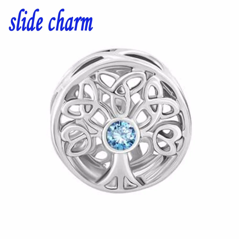slide charm Free shipping Crystal blue water the tree of life bracelet beads Fit Pandora bracelets | Украшения и аксессуары