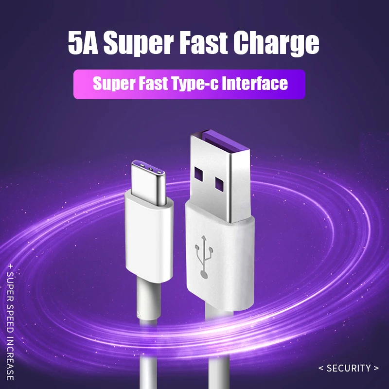 USB Type C кабель 5A Supercharge для Huawei P20 Lite P30 Pro быстрая зарядка Samsung S10 S9 USBC|Зарядные