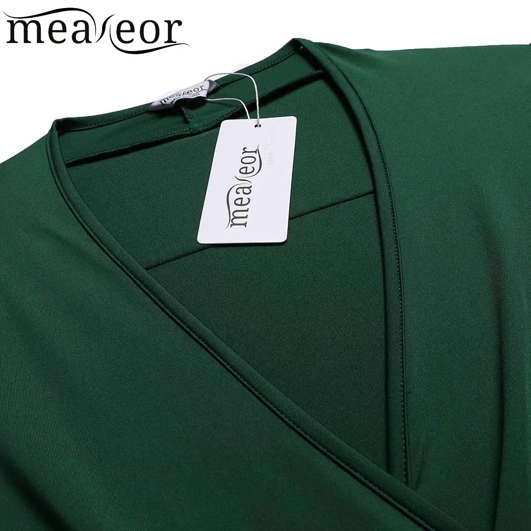 Женские футболки Meaneor повседневные однотонные с коротким рукавом и драпировкой