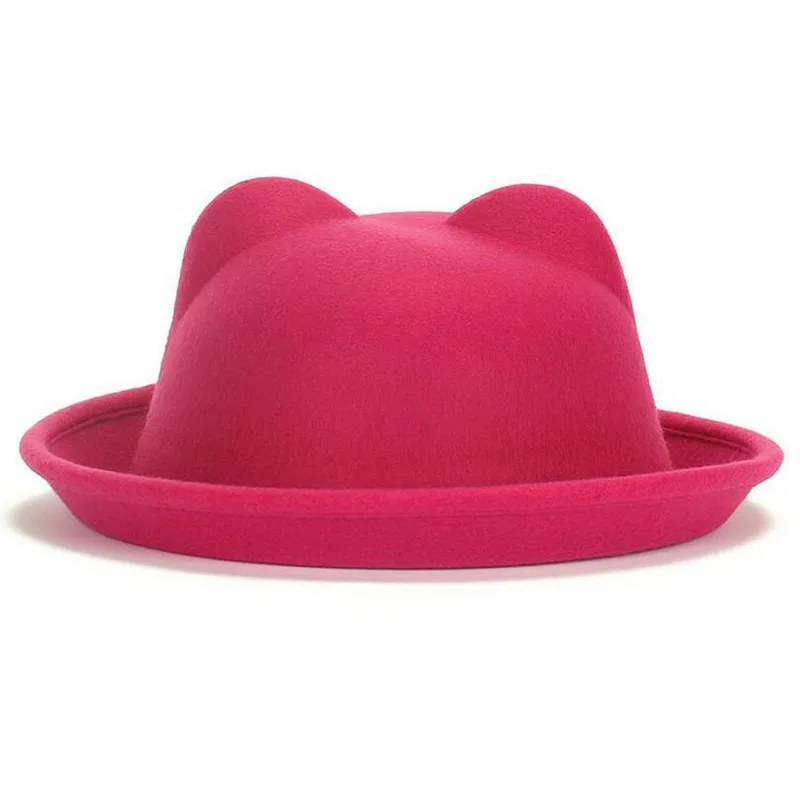 2016 paternity hat fashion wool sense ladies women Fedoras retro children cat ears animal not deformed Boys Girl sun | Аксессуары для