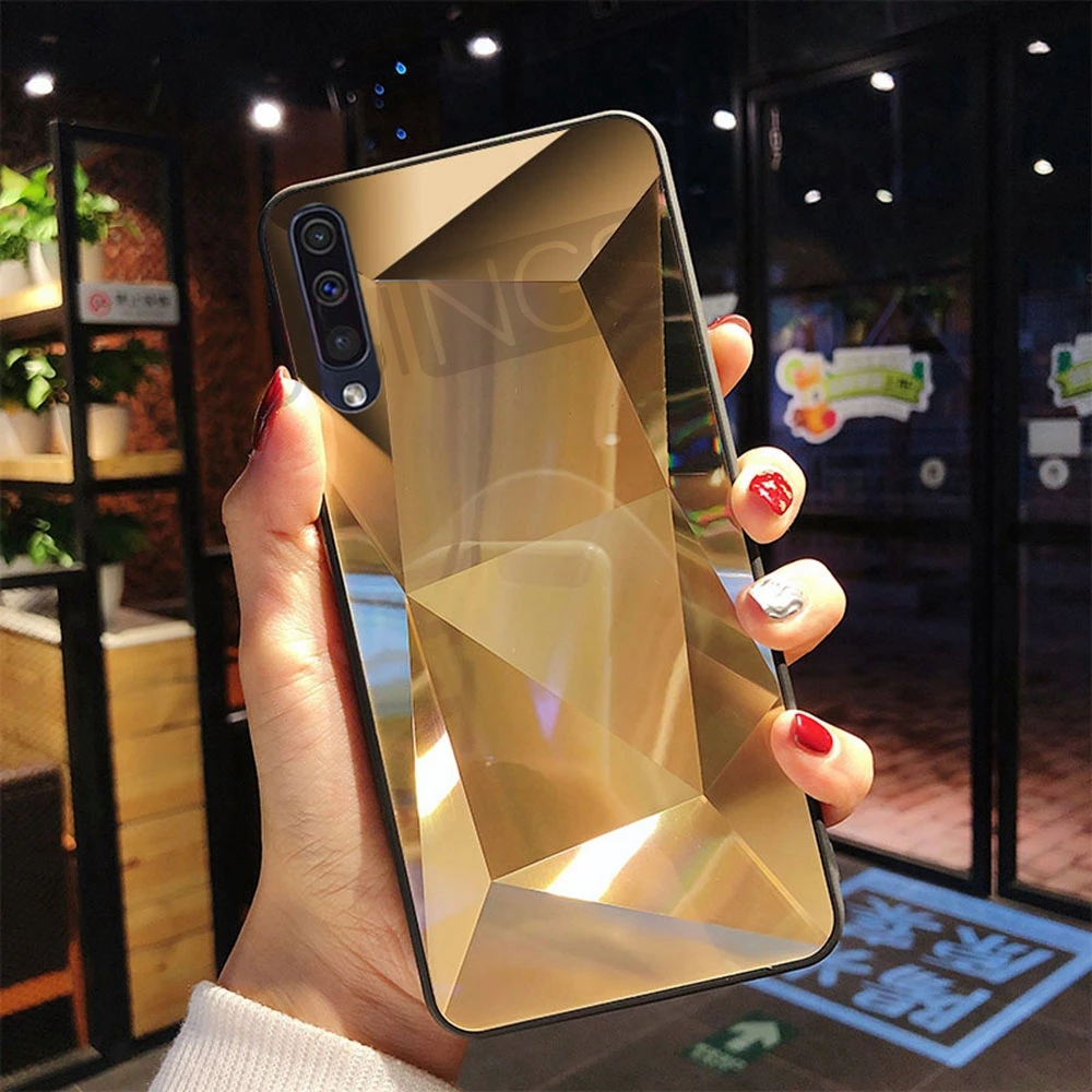 Luxury Diamond Texture Mirror Case For Samsung Galaxy S7 S8 S9 S10 Plus TPU Soft Candy J A Series Note 8 |