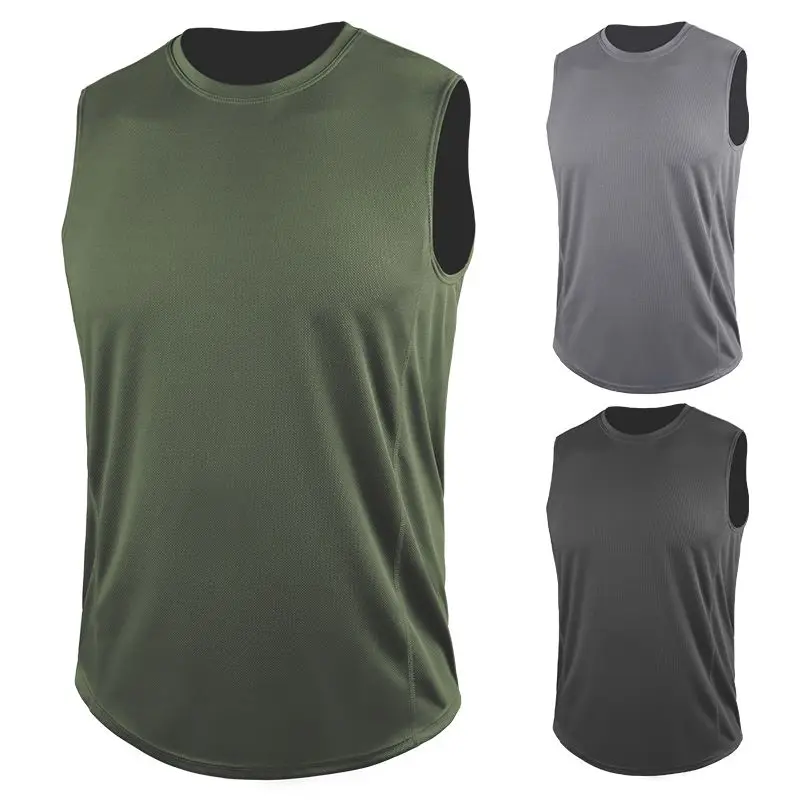 

Men Quick Dry Vest Fitness Sleeveless Print Stitching Sports Running Training High-elastic Tight-fitting Tops