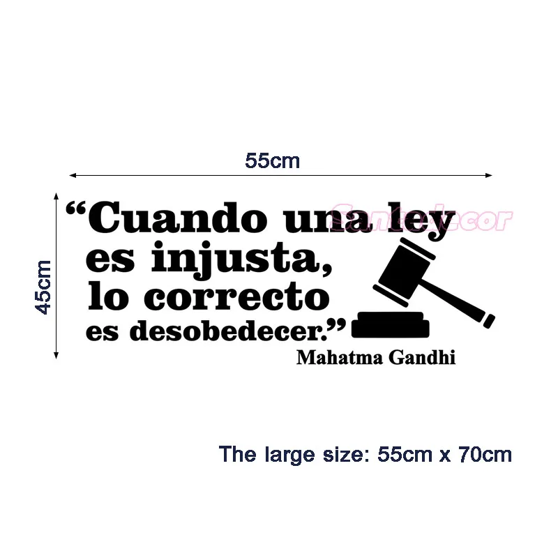 Наклейки Cuando Una Ley Es Injusta Gandhi виниловые настенные наклейки художественные обои для