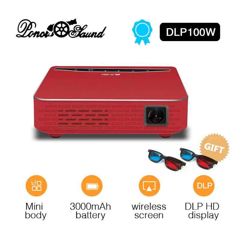Poner saund DLP100W карман проектор HD DLP 150 ANSI люмен Высокая яркость Micro беспроводной