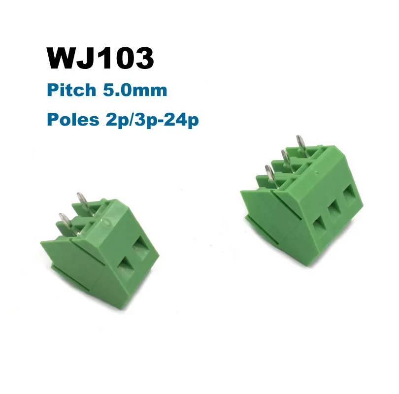Pitch 5.0mm 2P 3P Screw PCB Terminal Block Connector Straight Pin WJ103 Wire Cable Morsettiera 300V 15A 2.5mm2 20pcs 2 54mm pitch pcb screw terminal block 2p 3p 150v6a ul 130v8a iec ce rohs