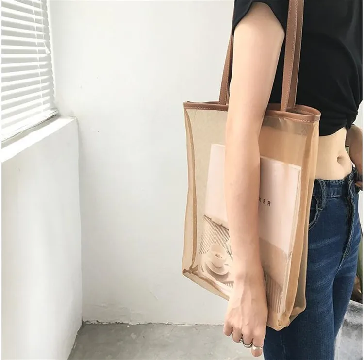 Маленькая прозрачная Сетчатая Сумка на одно плечо шикарный простой рюкзак для девушек роскошные