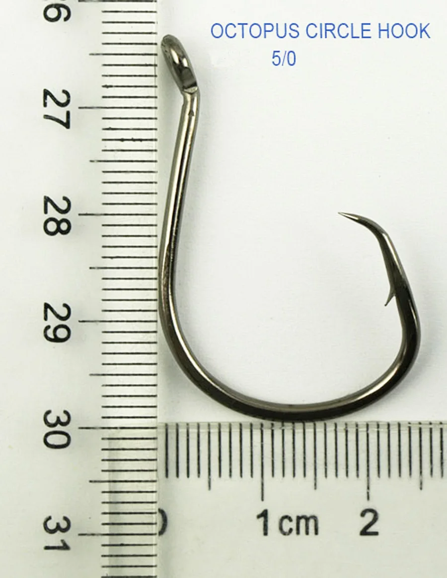 

100 X 5/0 Fishing Hooks Stainless Steel Carbon 7385 Fishing Hooks Chemically Sharpened Octopus Circle Hook Fishing Tackle