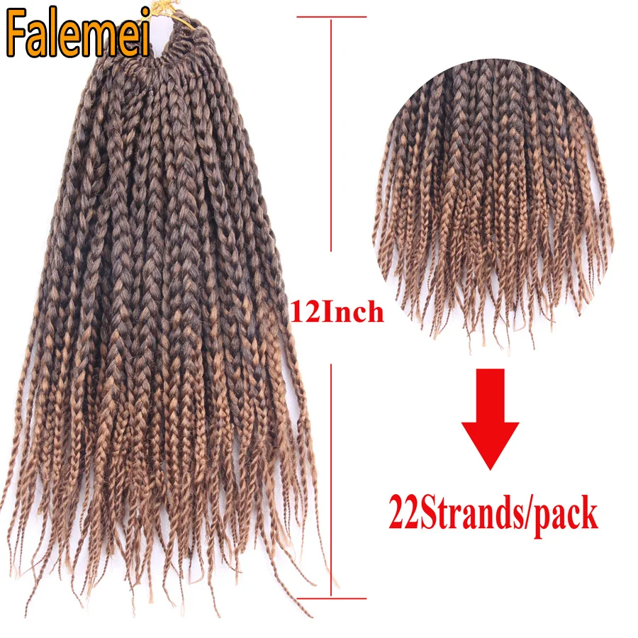FALEMEI Crochet Braids Hair Extension 3X Box Braid 12inch Low Temperature Fiber Synthetic Braiding 75g 22 Strands/Piece |