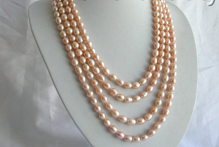 

Women Gift word Love shipping> stunning long 100" 10mm baroque pink freshwater cultured pearl necklace b108 6 mujer for