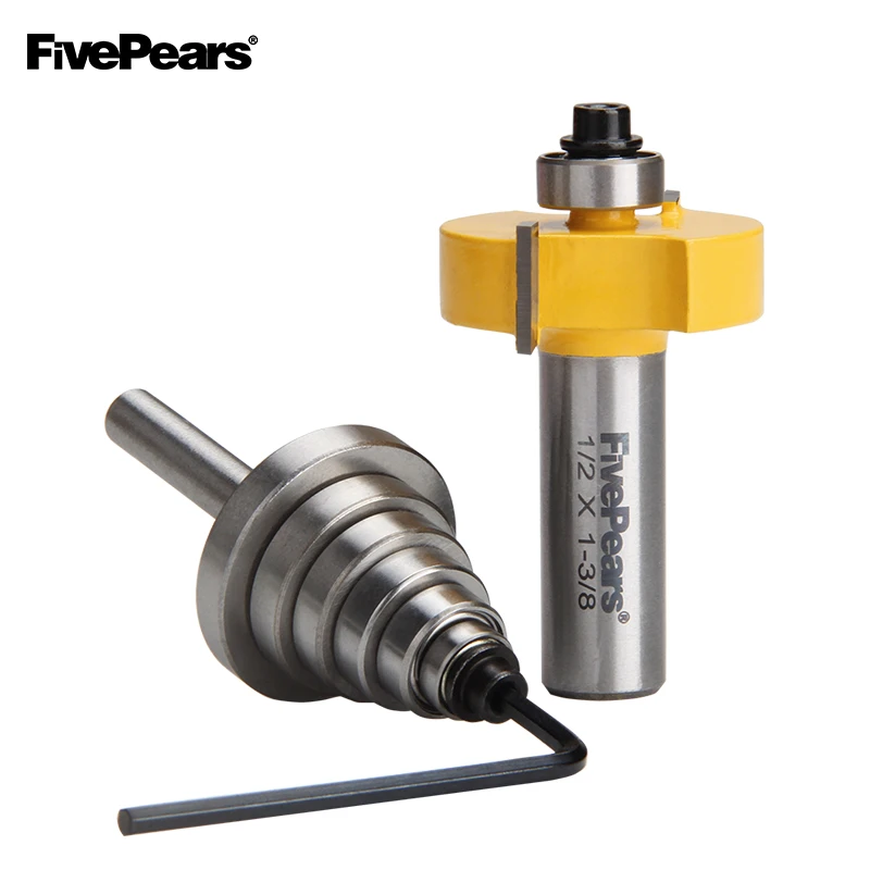 FivePears Rabbet маршрутизатор бит с 6 набор подшипников 1-1/8 &quot 7/8&quot 3/4 3/8&quot 5/8 1/2&quot 3/8