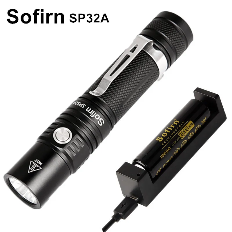 Sofirn SP32A комплект мощный светодиодный фонарик 18650 Cree XPL2 1550LM портативный 6 режимов