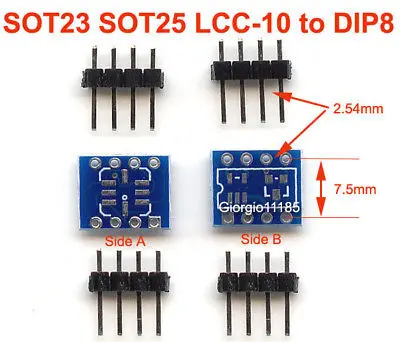 

5pcs SOT23 SOT25 LCC-10 To DIP8 Adapter PCB Convertor