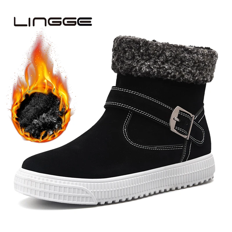 LINGGE/мужские зимние плюшевые ботинки для снежной погоды мужские короткие