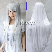 80cm long straight synthetic hair hitman reborn superbia squalo silver white cosplay costume wig wig cap