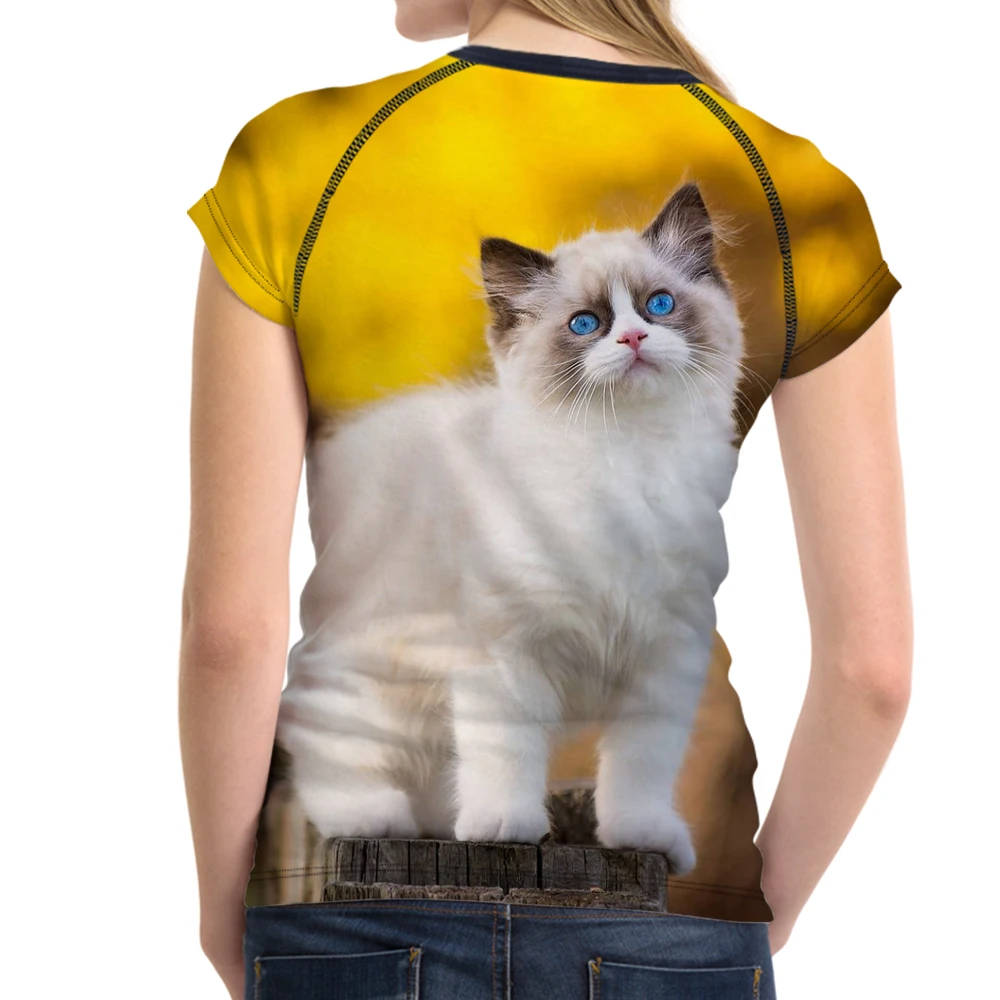 FORUDESIGNS/3D Ragdoll кошка футболка с принтом для женщин Повседневное спортивные футболки Брендовая женская короткими рукавами Топ культур костюмы