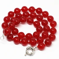trendy red jades stone chalcedony 81012mm delicate necklace round beads high grade gift fine chain jewelry 18inch b1466