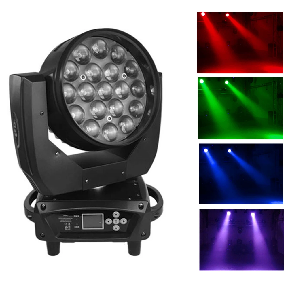 

2pcs/lot 19x15W LED Wash Zoom Moving Head Light/DMX512 RGBW LED Zoom Beam Effect Stage Lighting/Rotating Disco DJ Bar Beam Light