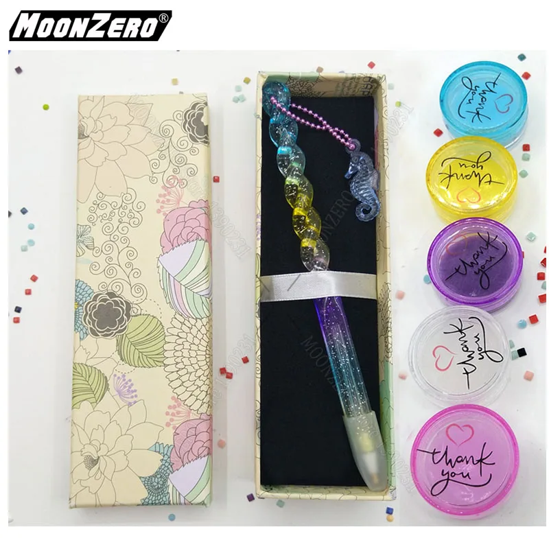 1 Pen and 5 Wax Новая Радужная красочная ручка с цепочкой, аксессуары для вышивки, восковая алмазная живопись, вышивка крестиком, точечный сверлильный инструмент для выкладывания мозаики, наборы - Цвет: 1 Pen and 5 Wax
