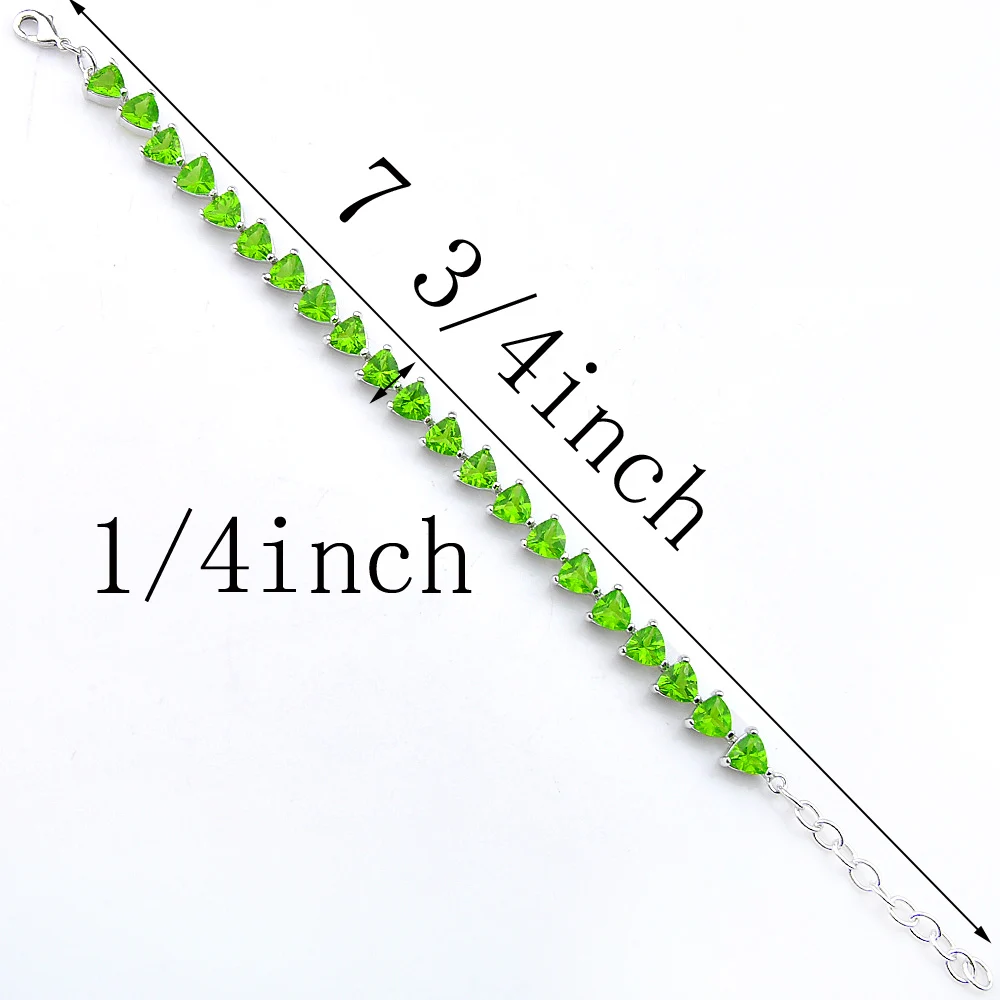 

Luckyshine Fire Triangle Grass Green Crystal Zirconia Gems Silver Chain Bracelets for Russia USA Ukraine Wedding Party Gifts