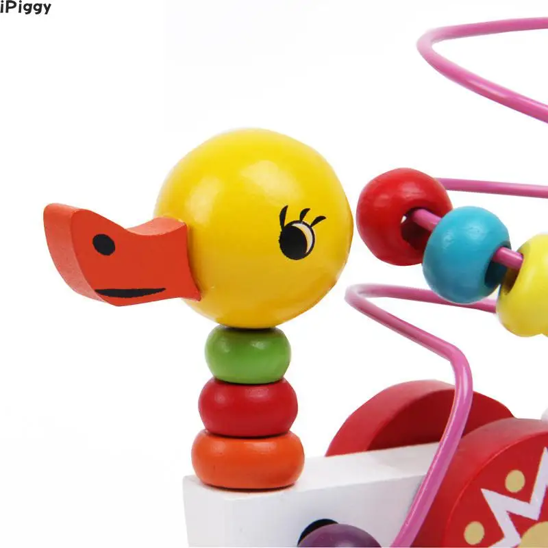 Educational Duckling Trailer Toy Multicolour Wooden Children Kids Puzzle Baby Infant Mini Around Beads Learning Game | Игрушки и хобби