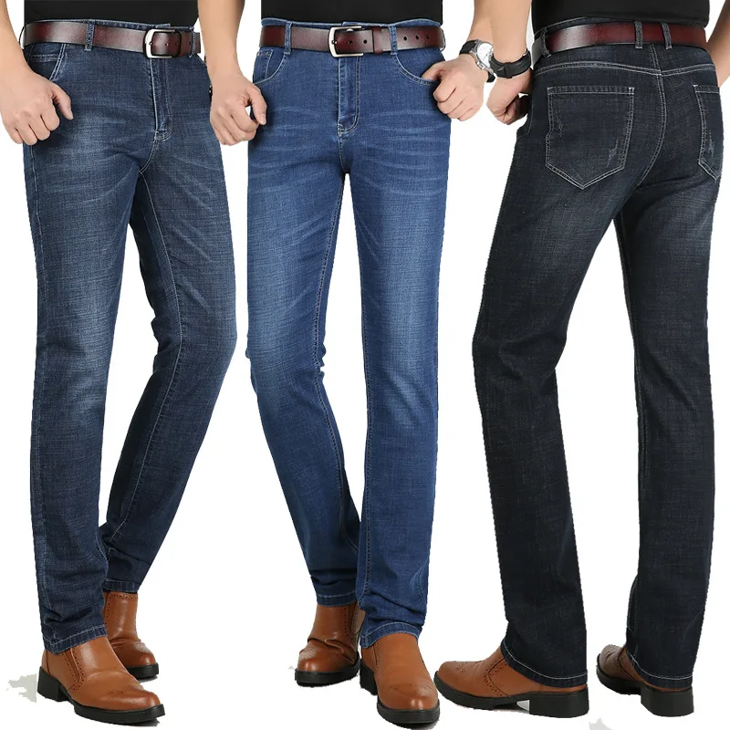

New Summer Thin Straight Slim Men Stretch Denim Pants High Quality Elastic Jeans Men's Fashion Casual Denim Jeans