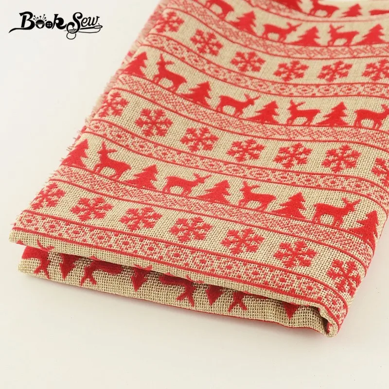 Booksew Лен Ткань жира четверти метра 50x145 см Новогодние товары Стиль Вышивание DIY для