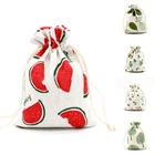 Сумка ручной работы из хлопка и льна, компактная сумка на шнурке, маленький кошелек для монет, женская маленькая тканевая сумка для путешествий, рождественский подарок, сумка