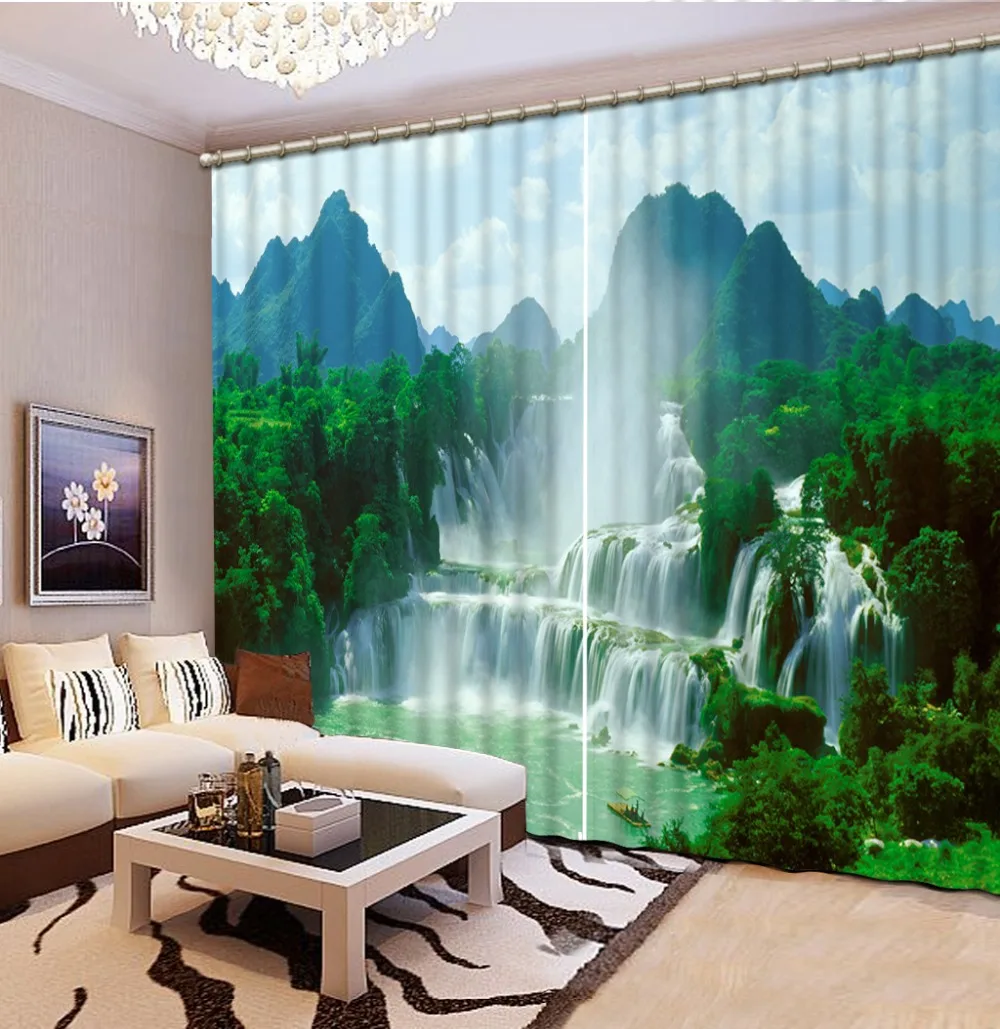 

scenery cutains Luxury 3D Window Curtains Living Room waterfall curtains