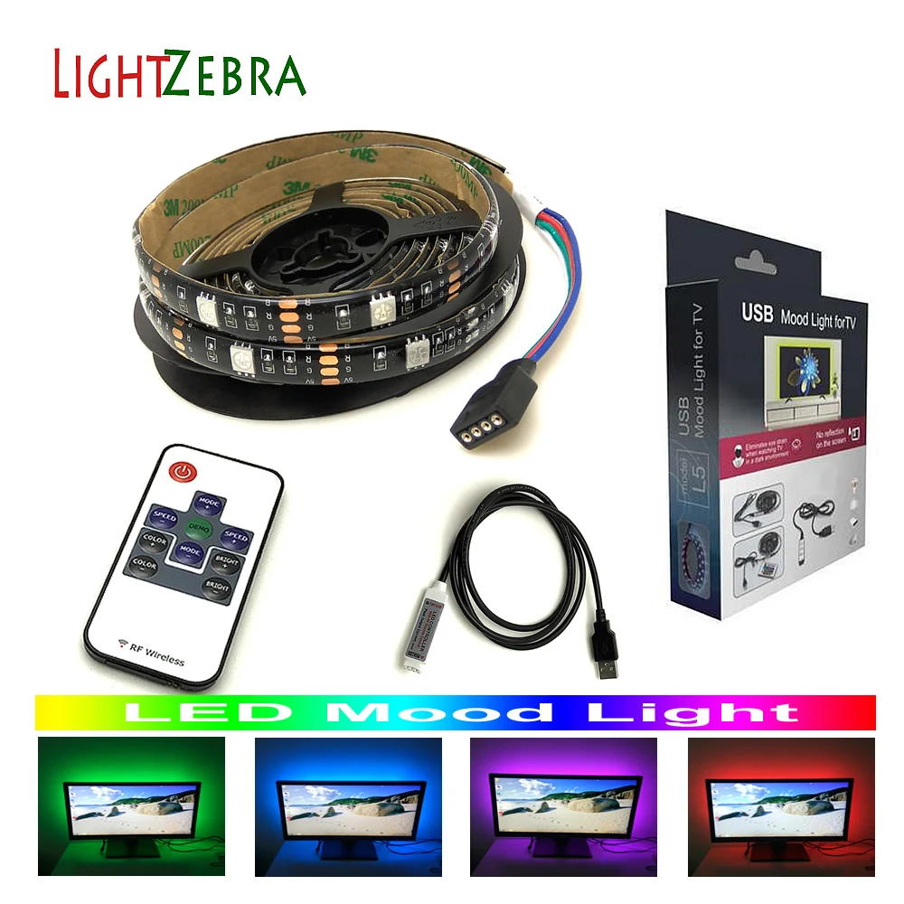 Светодиодная лента для настроения 5050 RGB 6 футов 60 светодиодов телевизора ПК