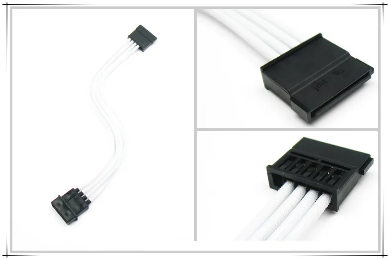 Molex 4PIN Sata разъем адаптера/удлинитель с белым оплетки|connector iso|cable turtlecable end connector |