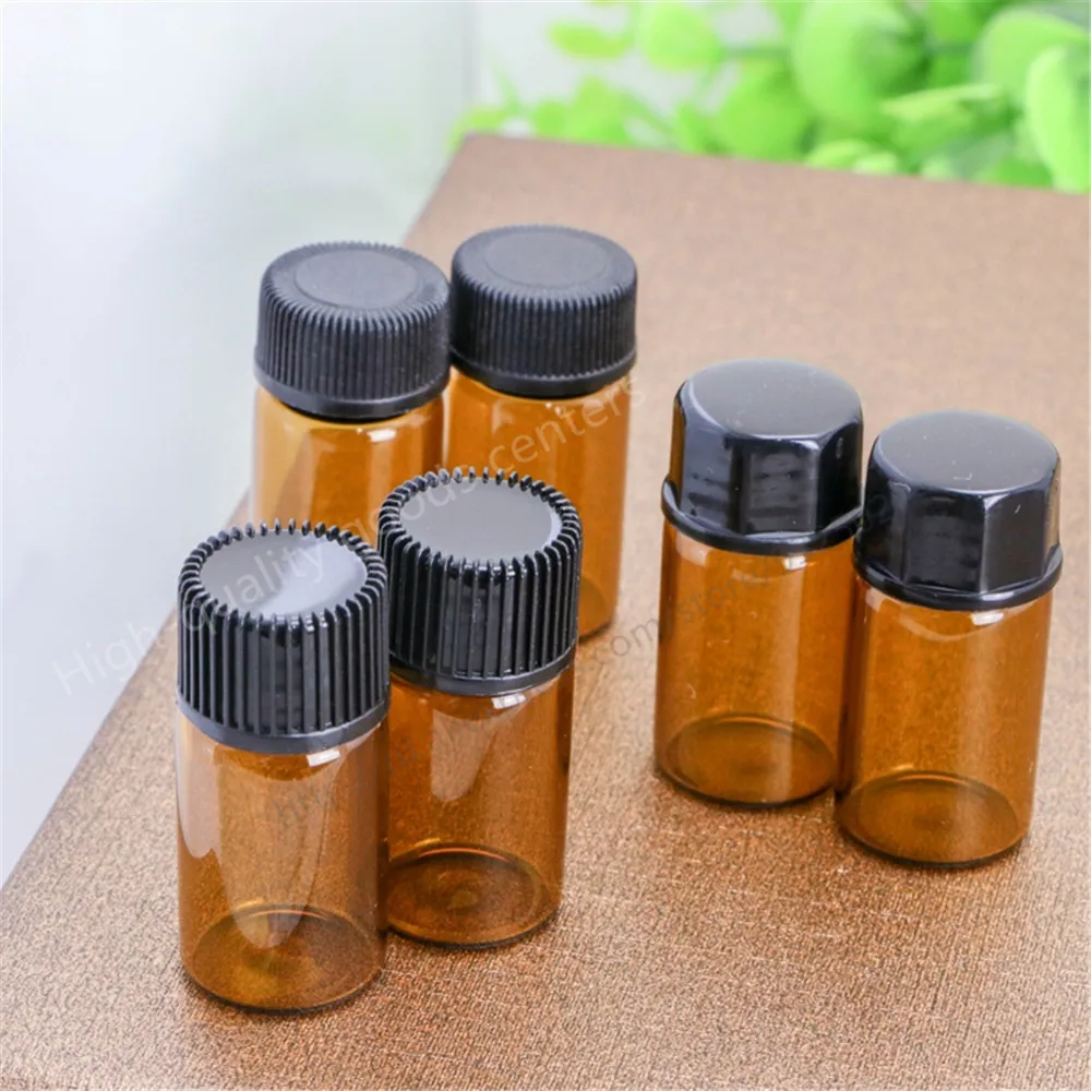 

Free Shipping 50 X3CC Amber Sample Vial 3ML Mini Amber Glass Essential Oil Bottle With A No Hole Plug & Round Cap( Like CAP: A)