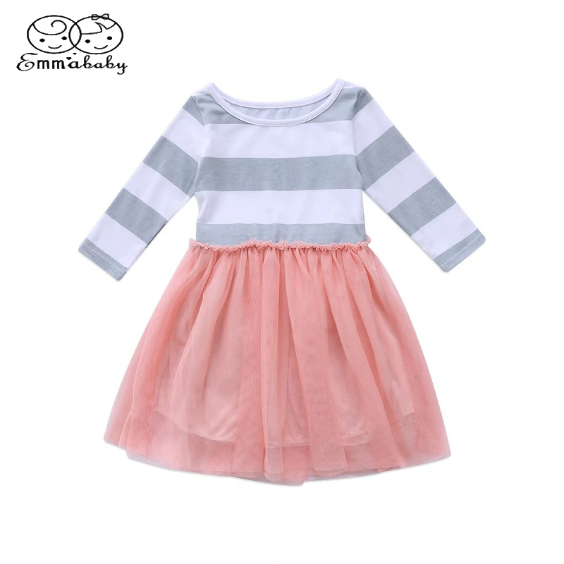Emmababy/Детское платье принцессы с длинными рукавами и цветочным рисунком для
