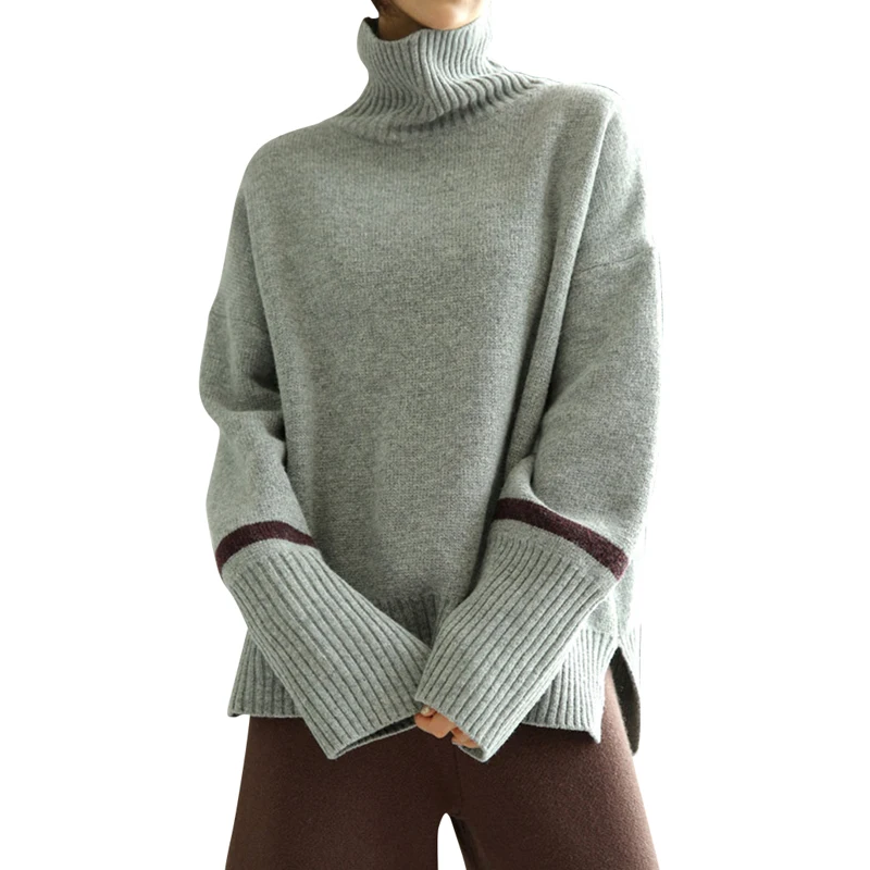 

Thick Cashmere pullover knitted sweater women 2021 autmun winter Streetwear loose tops pull femme hiver turtleneck Jumpers