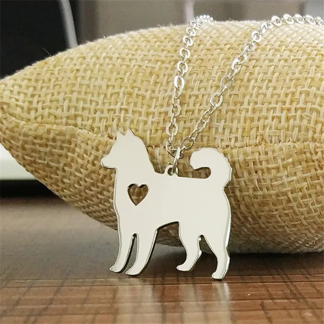 New Alaskan Malamute Necklace Silver Color Stainless Steel Alaskan Malamute Pendant Necklace Animal Dog Jewellery