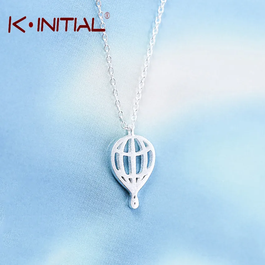 Kinitial 925 Sterling Silver Travelers Necklace Hot Air Balloon Necklaces &amp Pendants Charm Geometric Jewelry for Birthday Gifts |