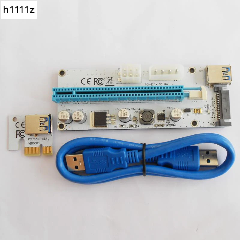 Новинка PCI E Express Riser VER008S 3in1 SATA 4Pin 6Pin Power USB 3 0 1x to 16x Card для BTC Antminer Mining Miner|usb 3.0 card|usb pci