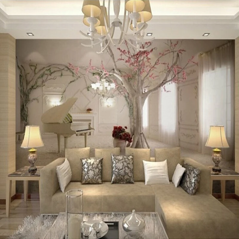 Современные Простые рояльные обои гостиная ресторан нетканое растение роспись 3D