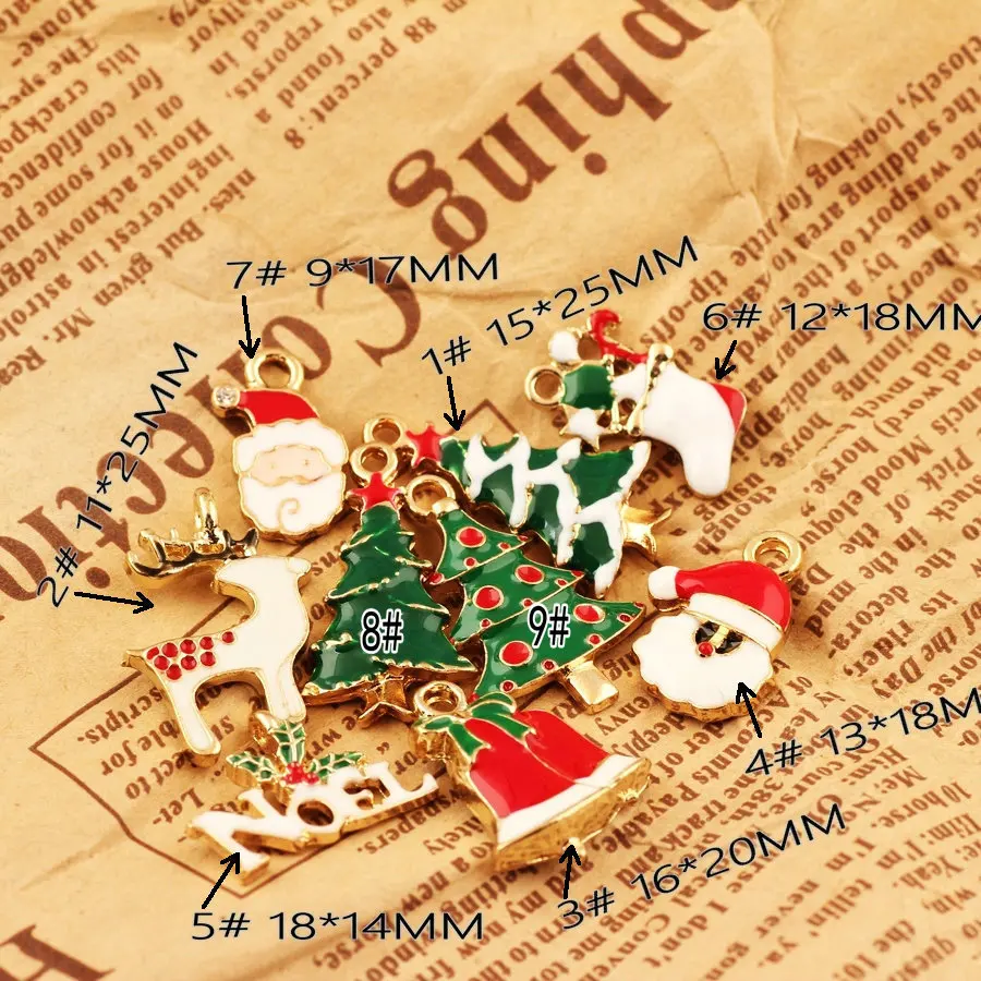 

Christmas Charms Enamel Pendant Tree Sock Snowman Bell For Earrings Necklace Accessories Jewelry Findings Handmade DIY
