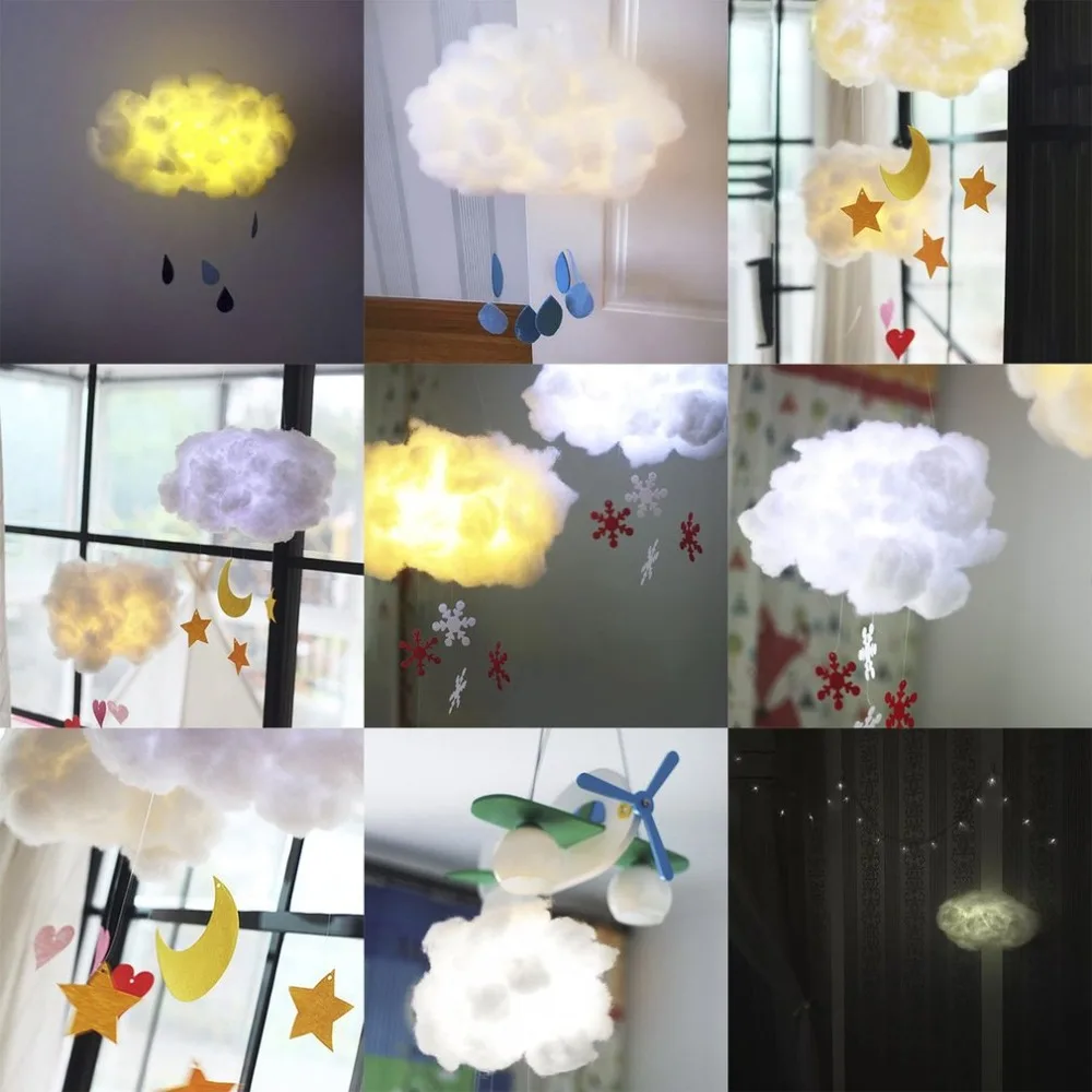 Kawaii милые Дизайн DIY ручной работы из хлопка облако светильник подвесной