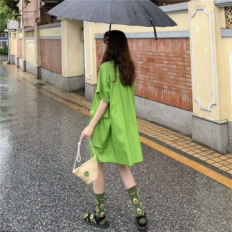 Alien Kitty Sweet Summer Patchwork Brief Short-Sleeved Loose New Design High Waist Fresh Casual All-Match Short Dress 2 Colors | Женская