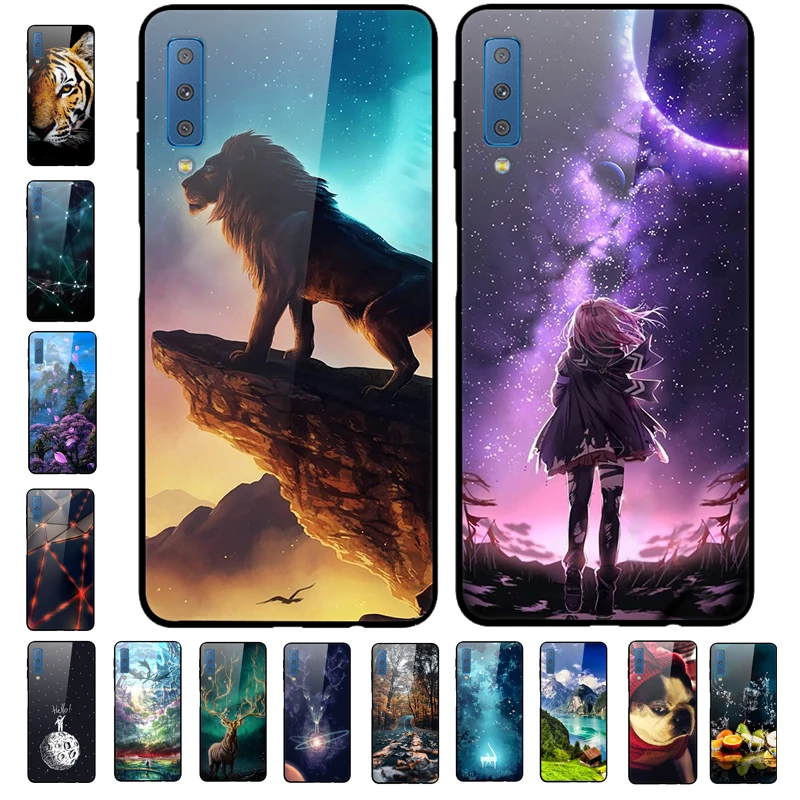 Для samsung A7 чехол из закаленного стекла A750 жесткий чехол для samsung Galaxy A7 чехлы для телефонов Чехол 7 7A мягкий бампер