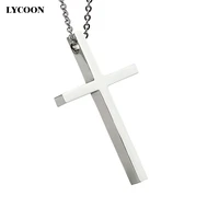 lycoon free shipping fashion cool rock metal stainless steel smooth big cross pendant necklaces for women or men never change color or fade