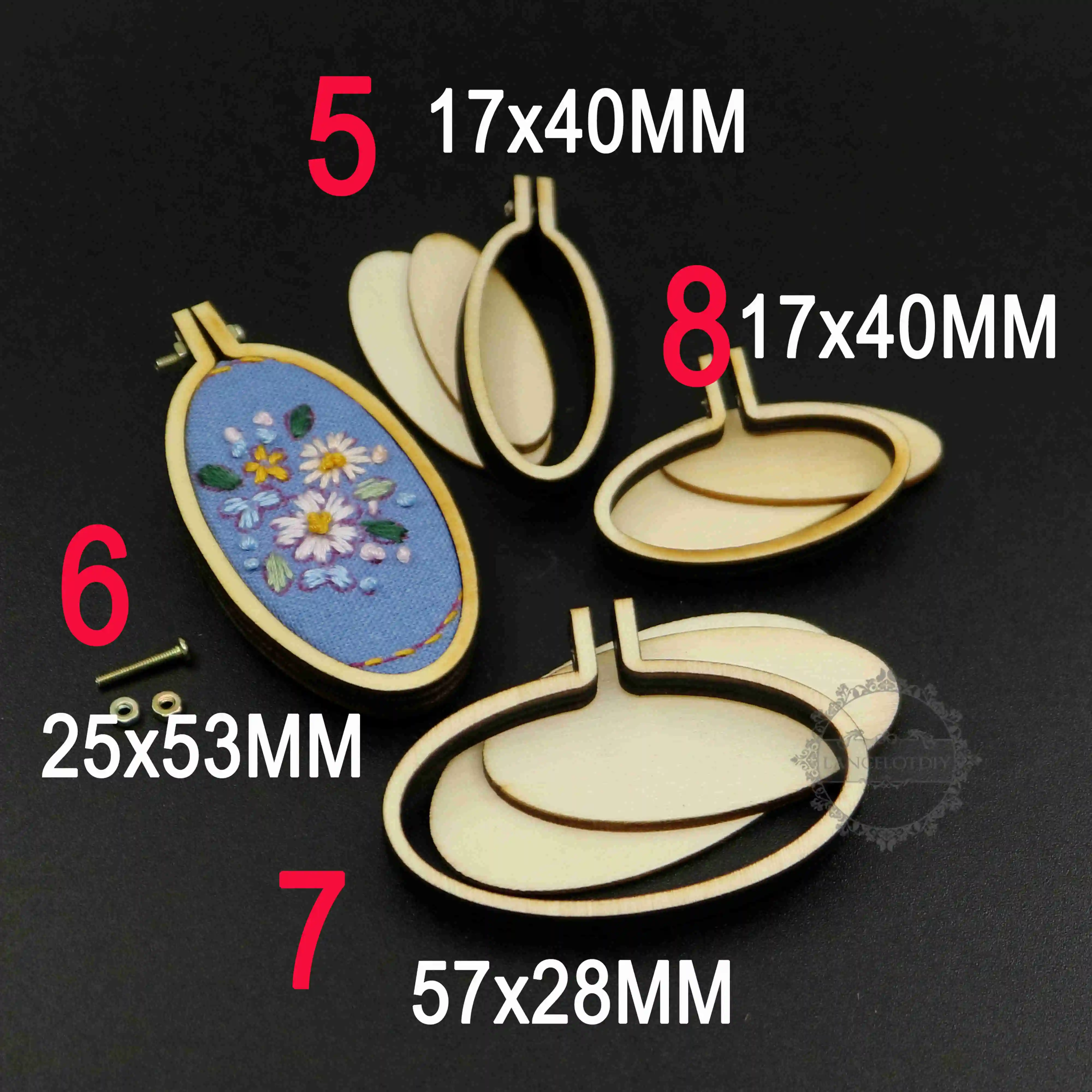 Round Oval Rectangle Wood Embroidery Hoop Frame Kit Needle Work Cross Stitching Pendant Charm 1800399 | Украшения и аксессуары